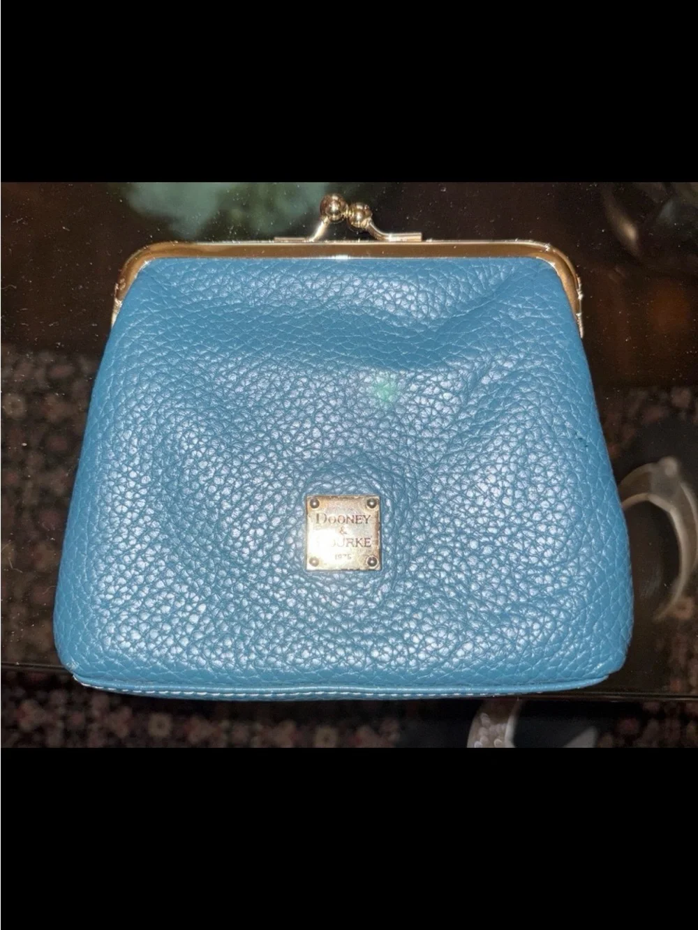 Dooney & Bourke Turquoise Pebbled Leather Kiss-Lock Coin Purse